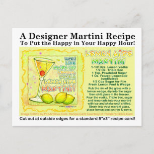 Carte postale Aide au citron Martini Recette