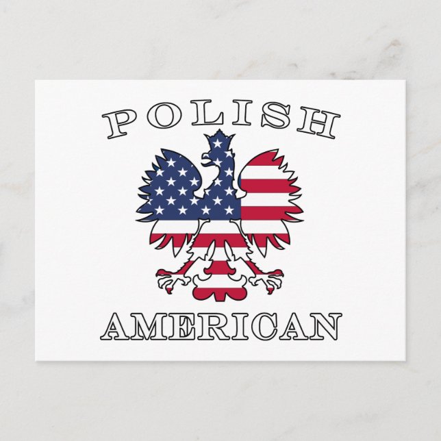 Carte Postale Aigle à drapeau américain polonais (Devant)