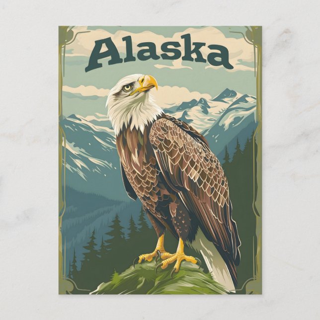 Carte Postale Aigle à tête blanche de l'Alaska (Devant)