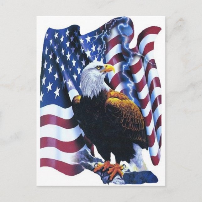 Carte Postale Aigle avec drapeau américain (Devant)