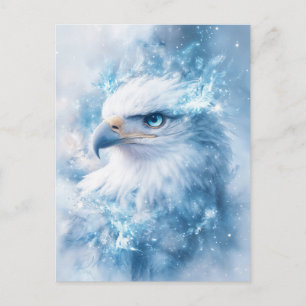 Carte Postale Aigle Blanc aux Yeux Bleus et Lueur Éthérée