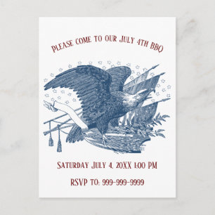 Carte Postale Aigle Criant Patriotique Vintage Drapeau USA Flèch