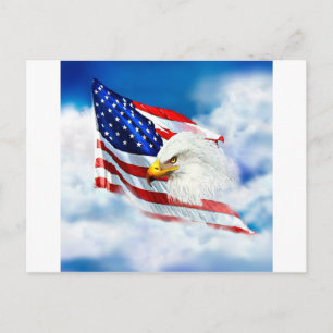 Carte Postale Aigle et drapeau américain