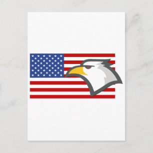 Carte Postale Aigle sur le drapeau américain