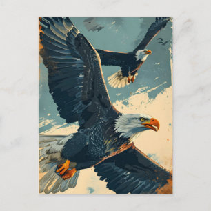 Carte Postale Aigle volant vintage