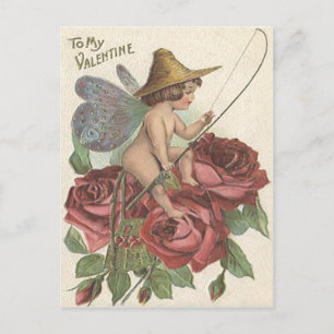 Carte Postale Aile de papillon fille Moulinet de pêche Rose