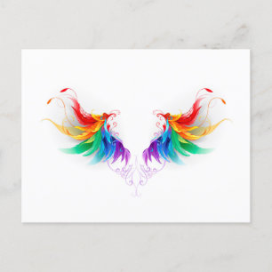 Carte Postale Ailes fluffy arc-en-ciel