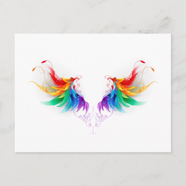 Carte Postale Ailes fluffy arc-en-ciel (Devant)