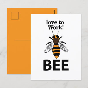 Carte Postale Aime abeille au travail abeille