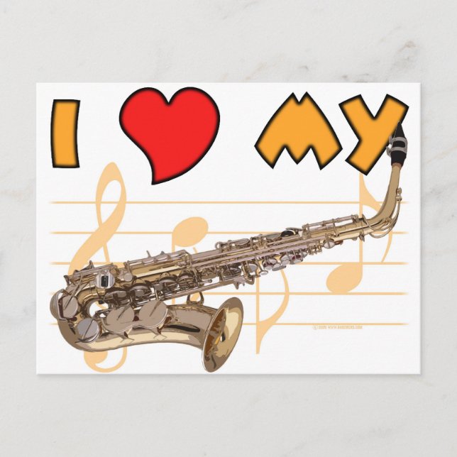 Carte Postale Aimer Mon Sax (Devant)
