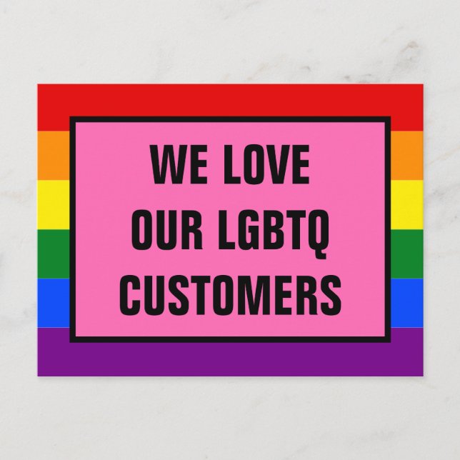 Carte Postale Aimer nos clients gays LGBTQ Rainbow Pride Drapeau (Devant)