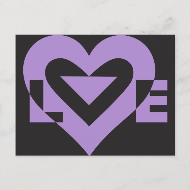 Carte Postale Aimer violet sur noir (Devant)