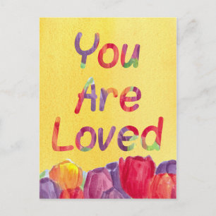 Carte Postale Aimez Aquarelle Tulipes Fleurs Vives