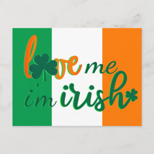 Carte Postale Aimez-moi, je suis irlandais Drapeau de l'Irlande