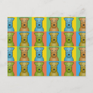 Carte Postale Airedale Terrier Chien Dessin-Dessin Pop-Art