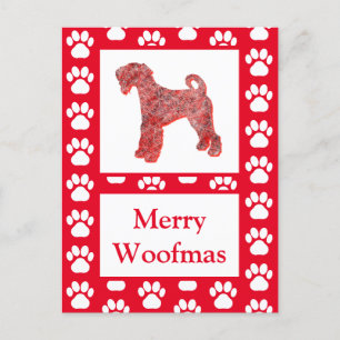 Carte Postale Airedale Terrier Chien Silhouette Rouge Joyeux Noë