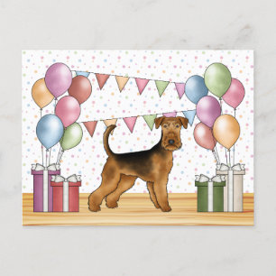 Carte Postale Airedale Terrier Colorful Pastel Joyeux Anniversai
