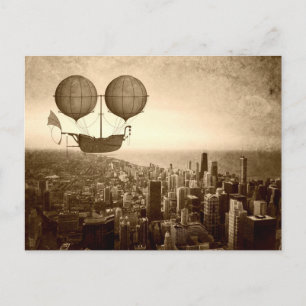 Carte Postale Airship Over Chicago