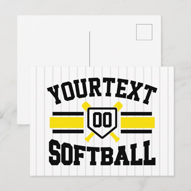 Carte Postale AJOUT PERSONNALISÉ NOM Softball Player Varsity Tea (Devant / Derrière)