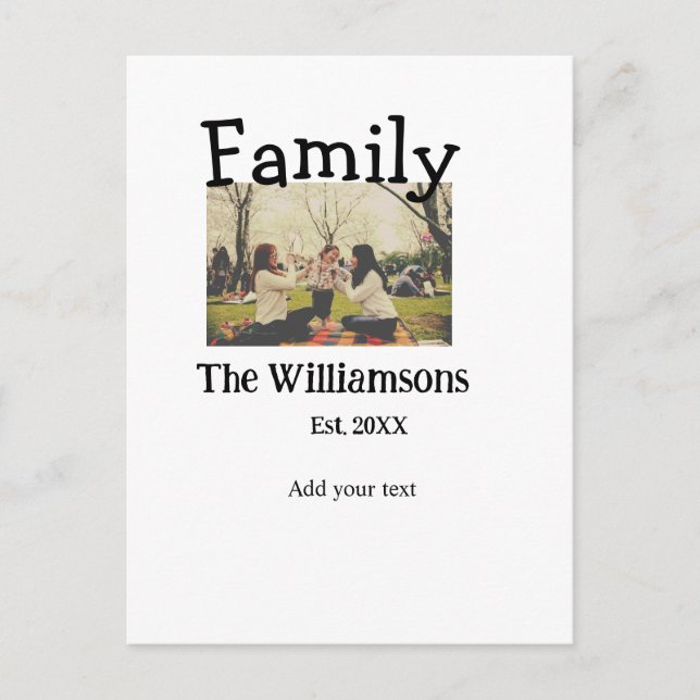 Carte Postale Ajouter le nom de famille photo année rustique vin (Devant)