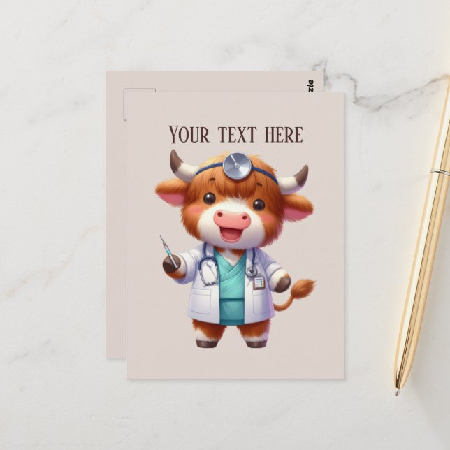 Carte Postale Ajouter le texte n'importe quel usage Vache infirm (Devant/Arrière en situation)