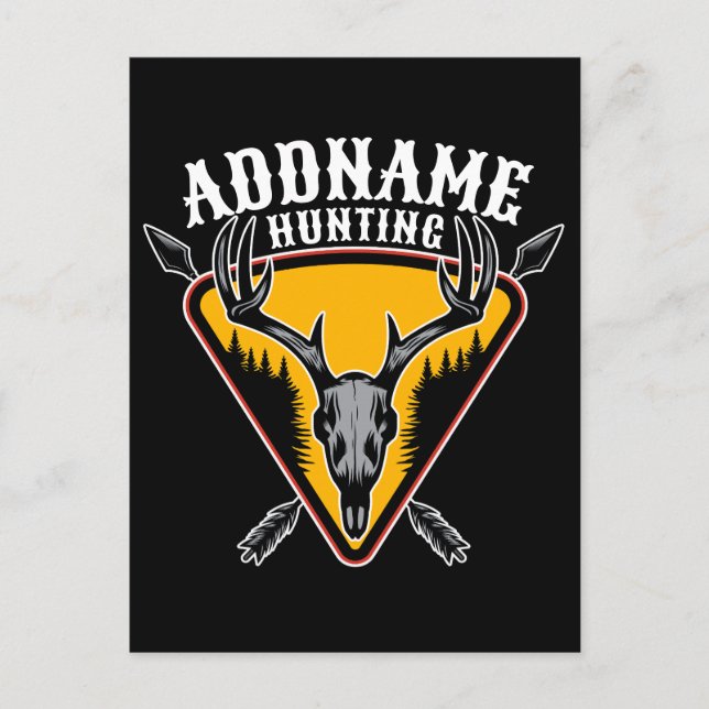 Carte Postale AJOUTER NOM Hunter Elk Crâne Gros Antlers Chasse a (Devant)