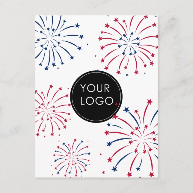 Carte Postale Ajouter un logo 4 juillet entreprise Fireworks (Devant)