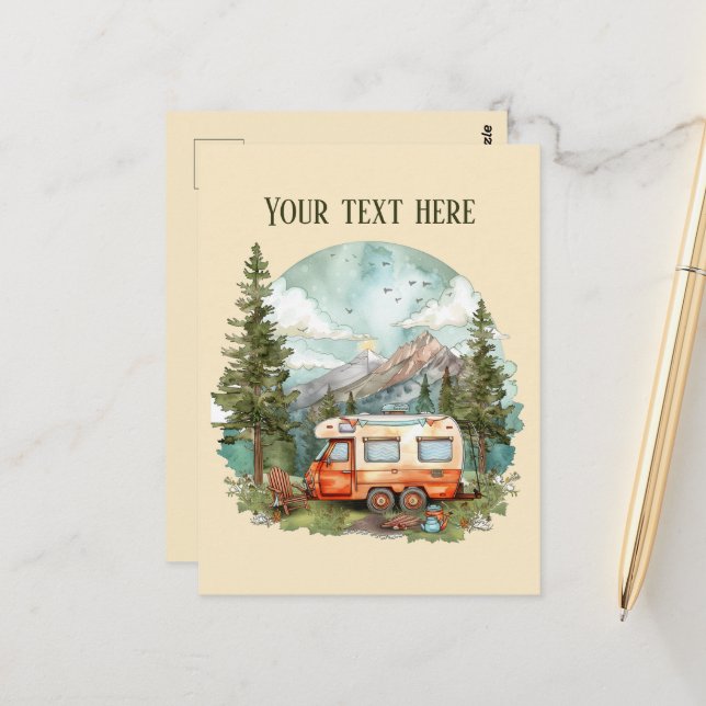 Carte Postale Ajouter un message aux amoureux du camping (Devant/Arrière en situation)