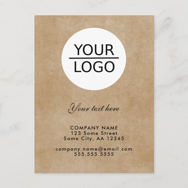 Carte Postale Ajouter votre logo avec promotion de texte personn (Devant)