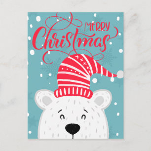 Carte Postale Ajouter votre photo   Joyeux Ours polaire hiver de