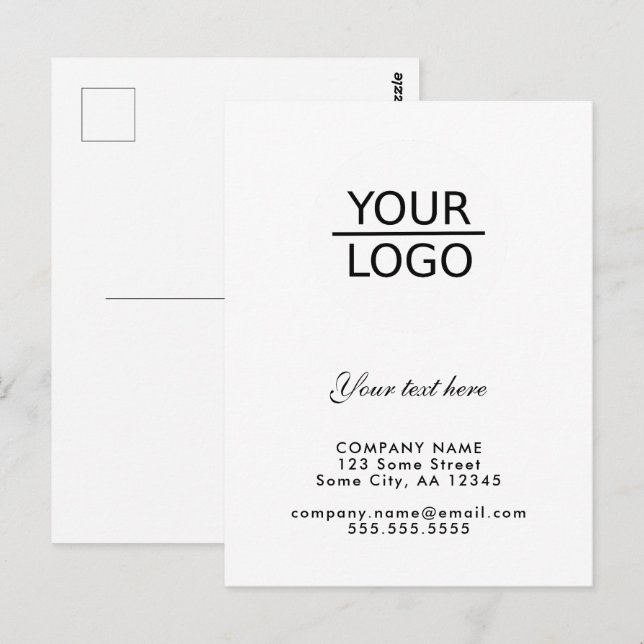 Carte Postale Ajoutez votre logo avec une promotion de texte per (Devant / Derrière)