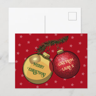 Carte Postale Ajoutez Votre Nom Décorations Simples Arbres De No