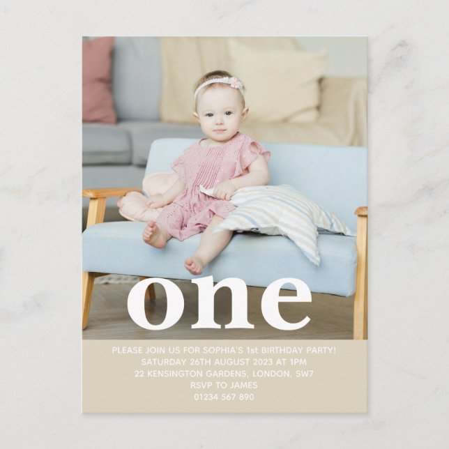 Carte Postale Ajoutez votre propre photo One First Birdday Party (Devant)