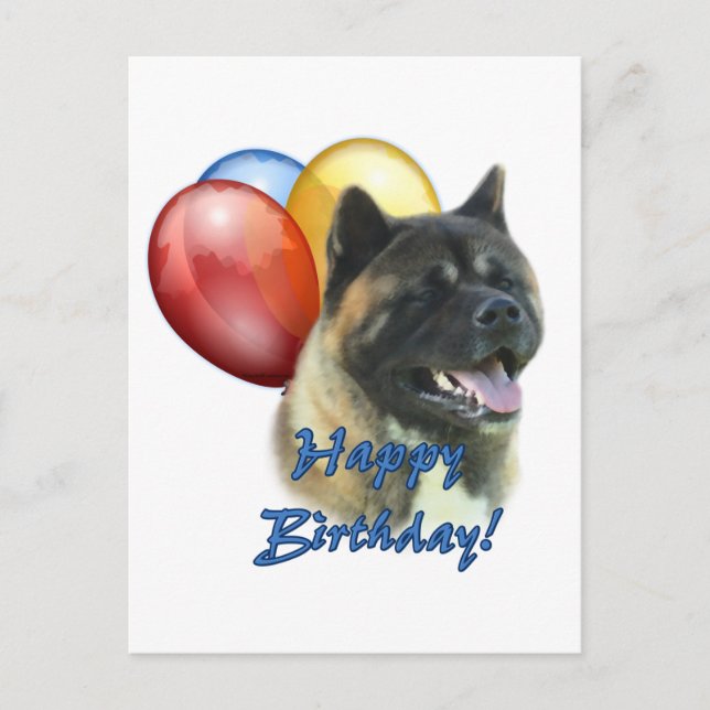 Carte Postale Akita Joyeux Ballons d'anniversaire (Devant)