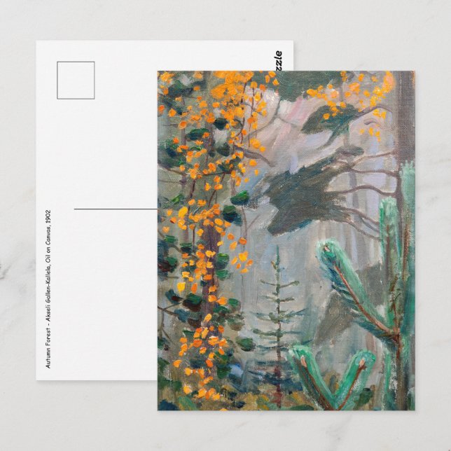Carte Postale Akseli Gallen-Kallela - Forêt d'automne (Devant / Derrière)