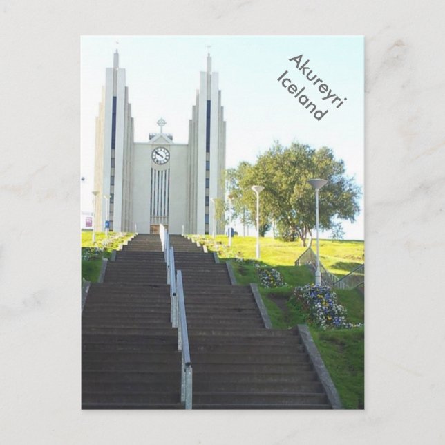 Carte Postale Akureyrarkirkja, Akureyri, Islande (Devant)