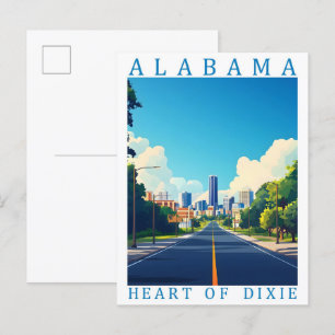 Carte Postale Alabama Heart of Dixie USA Travel Place