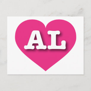 Carte Postale Alabama Hot Pink Heart - J'aime AL