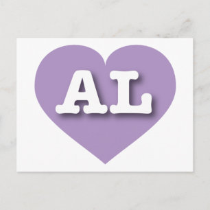 Carte Postale Alabama Lavender Heart - I Love AL