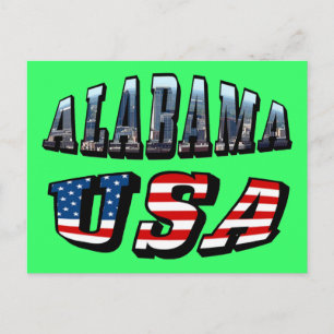 Carte Postale Alabama Photo et USA Flag Font