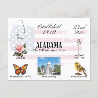 Carte postale Alabama | thèmes et repères d'état