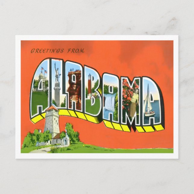 Carte postale Alabama Vintage Big Letters (Devant)