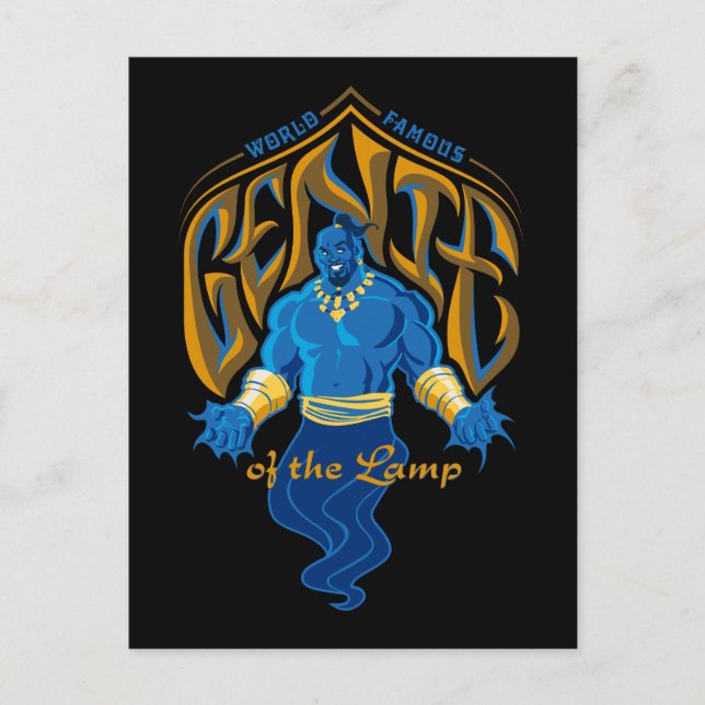 Carte Postale Aladdin | Génie de la Lampe célèbre dans le monde (Devant)