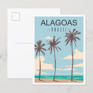 Carte Postale Alagoas Brésil Vintage voyage d'art Illustration