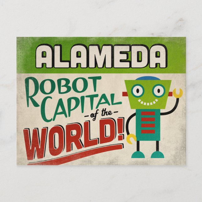 Carte Postale Alameda California Robot Capital - Vintage amusant (Devant)