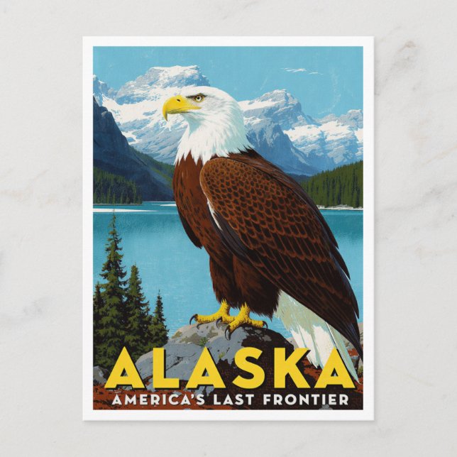 Carte Postale Alaska Bald Eagle Last Frontier Art (Devant)