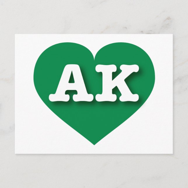 Carte Postale Alaska Green Heart - J'aime AK (Devant)