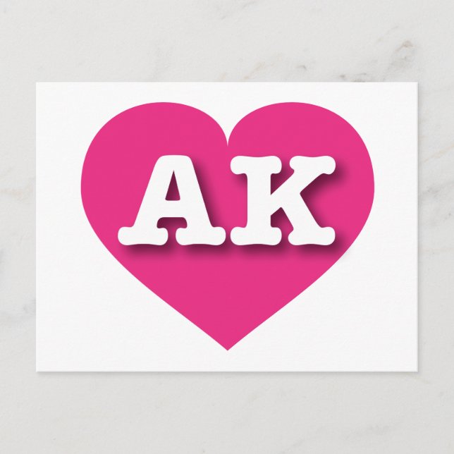 Carte Postale Alaska Hot Pink Heart - J'aime AK (Devant)