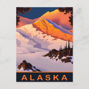 Carte Postale Alaska, Montagnes couvertes de neige, Voyage