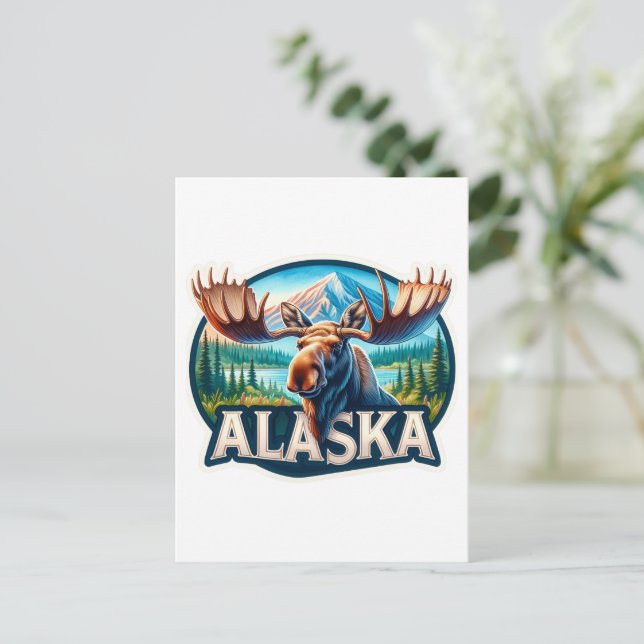 Carte Postale Alaska, Moose, poste (Debout devant)